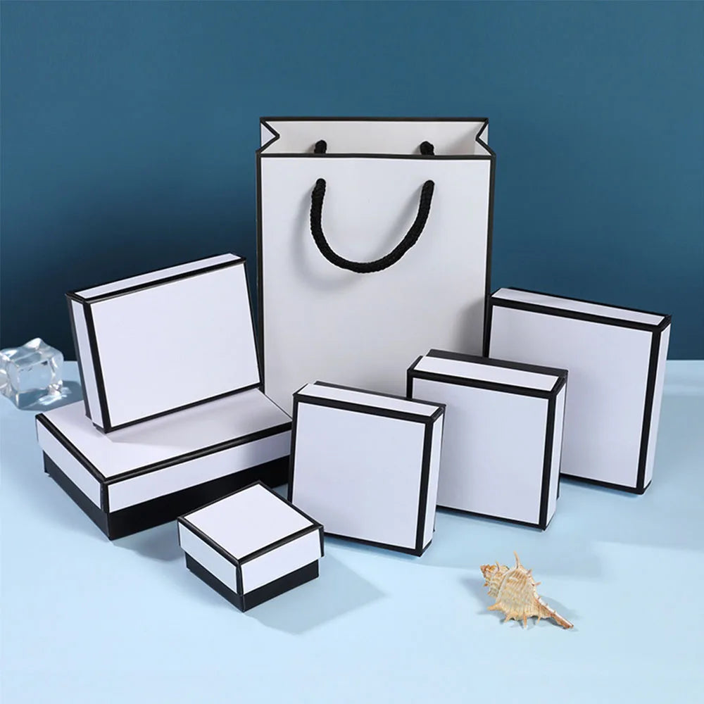 12PCS Paper Jewelry Gift Boxes for Rings, Earrings, Bracelets & Necklaces – Black & Gray Display Cases