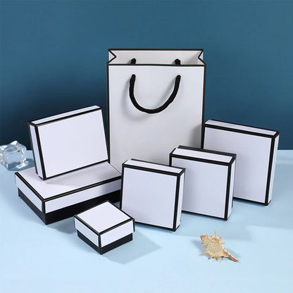 12PCS Paper Jewelry Gift Boxes for Rings, Earrings, Bracelets & Necklaces – Black & Gray Display Cases