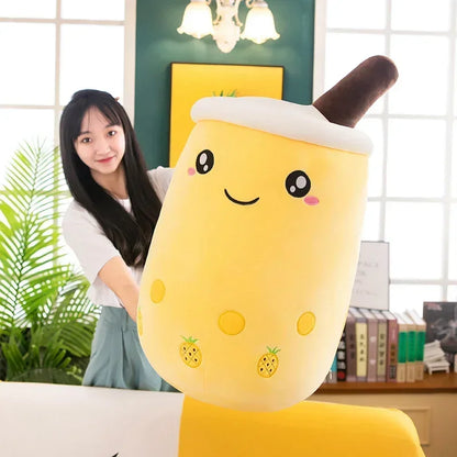 Giant Bubble Tea Plush Pillow – 22–70cm Squishy Milk Tea Boba Stuffed Toy Fruit Drink Bottle Decor Gift