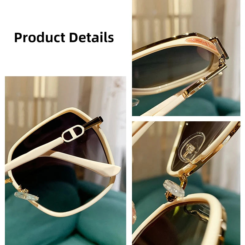 Women's Polarized Sunglasses – Oversized Retro Square Frames with UV400 Protection & Gradient Lenses, Stylish Fashion Eyewear