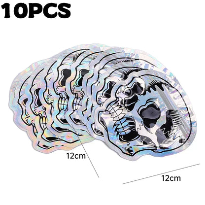 10-100PCS Halloween Skull Treat Bags, Laser Printed Self Sealing Gift Packaging Pouches, Reusable Candy Bags for Cookies, Jewelry, Halloween Party Favors and Trick or Treat Gifts