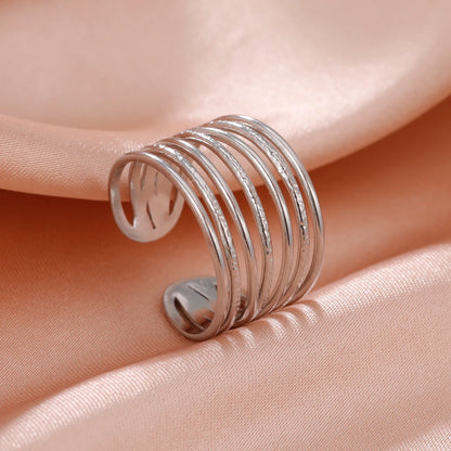 Bague Skyrim en acier inoxydable cœur géométrique pour femme, réglable, ouverte, pour fête, esthétique