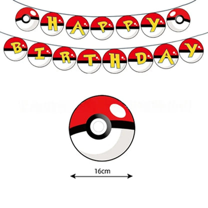 Pokémon Pokéball Birthday Decorations Tableware Set – Paper Plates, Cups & Napkins Party Supplies for Kids, Girls & Boys Birthday Celebration