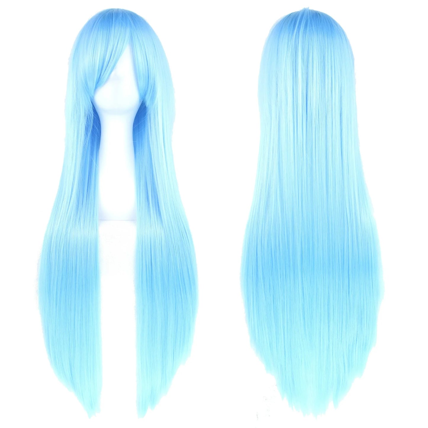 80cm Long Straight Multicolor Heat-Resistant Synthetic Cosplay Wig – Anime Halloween Party Costume Hairpiece
