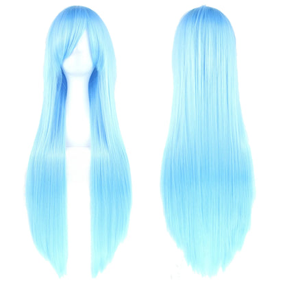 80cm Long Straight Multicolor Heat-Resistant Synthetic Cosplay Wig – Anime Halloween Party Costume Hairpiece
