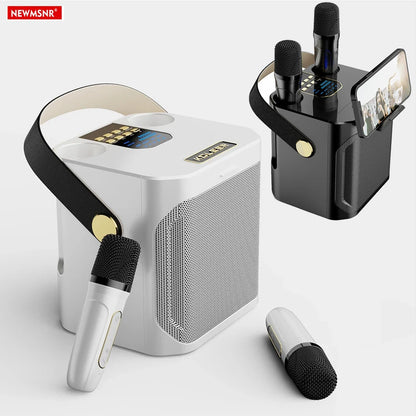 High-Power Portable Karaoke Bluetooth Speaker – 360° Stereo Surround Sound Waterproof Boombox with Wireless Subwoofer & 2 Microphones