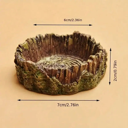 1PC Tree Stump Reptile Food & Water Bowl – Resin Terrarium Feeding Dish for Lizards, Snakes & Small Reptiles, Available in Small & Large Sizes