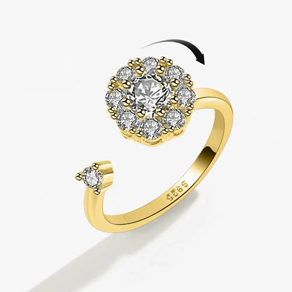 Anillo giratorio antiestrés de mariposa y flor con diamantes de imitación – Anillo giratorio antiansiedad para mujer | Joyería ajustable para aliviar el estrés