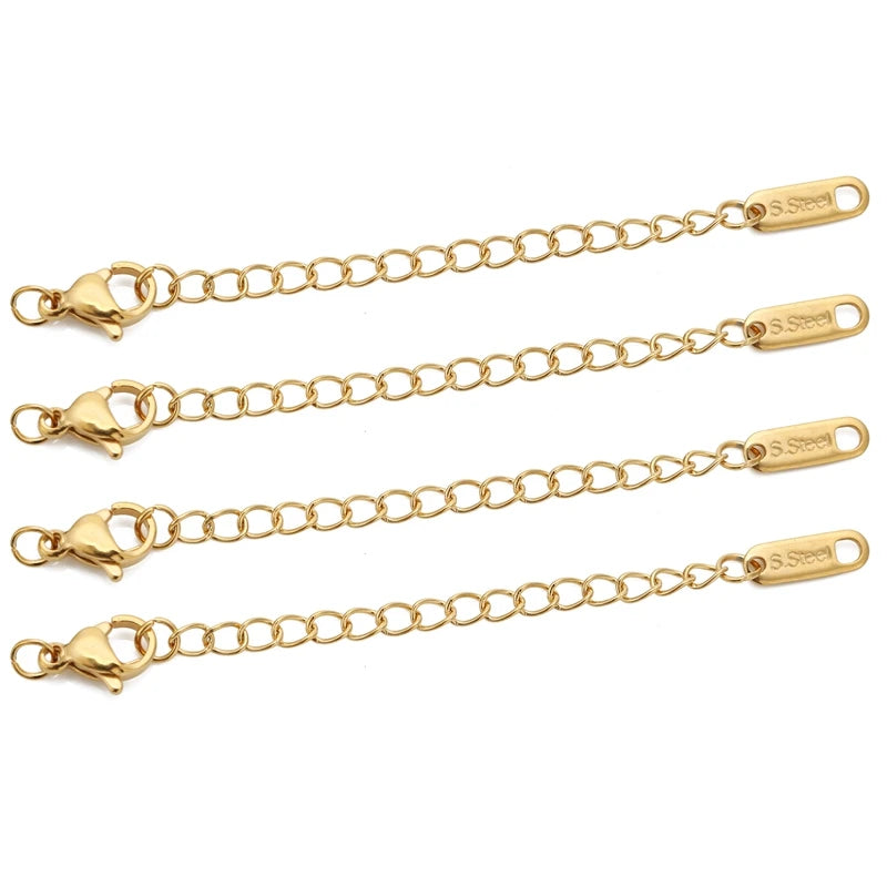 10 chaînes d'extension en acier inoxydable avec fermoirs mousquetons – Rallonges pour colliers et bracelets DIY