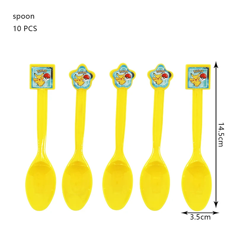 Pokémon Birthday Party Decorations – Lightning Pikachu Balloon Set with Disposable Tableware, Banner, Backdrop & Plates for Kids Events