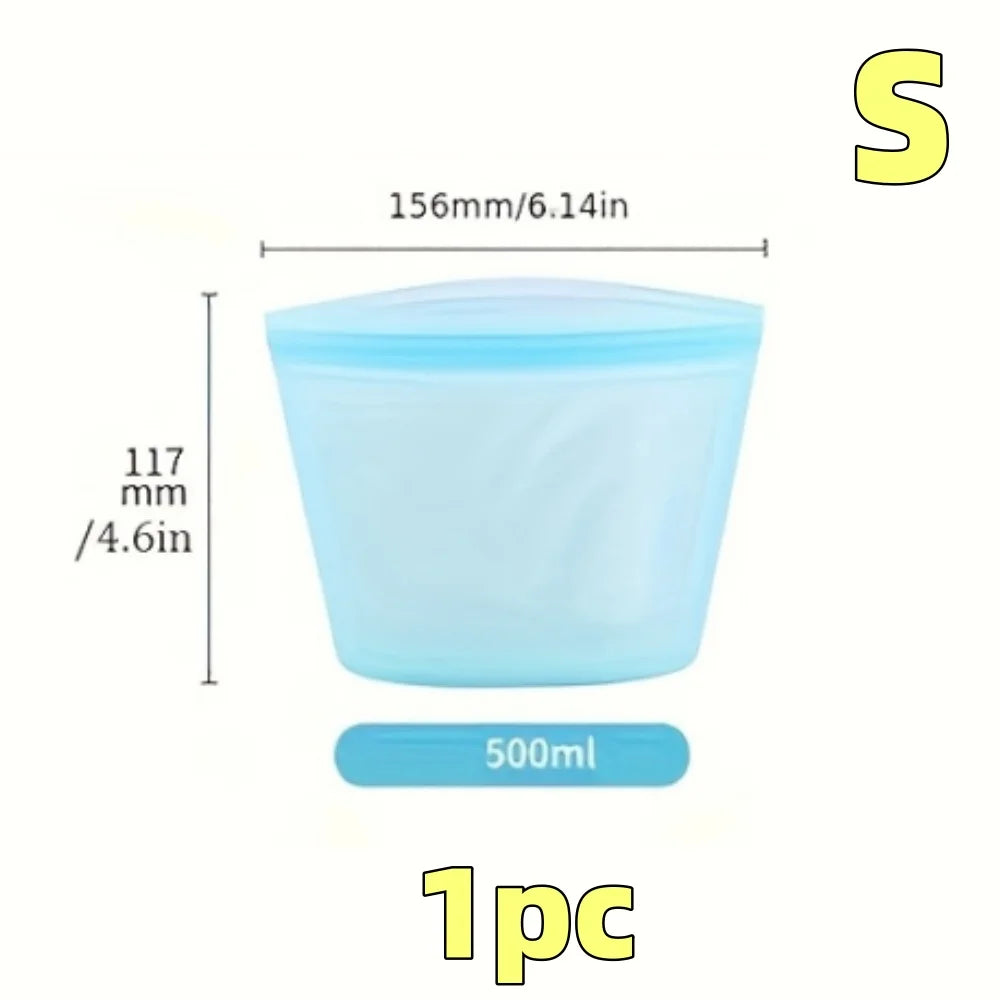 1/3PCS Reusable Silicone Food Storage Bags – Leakproof Ziplock Containers for Fridge & Freezer, Fresh-Keeping Kitchen Organizer Bags
