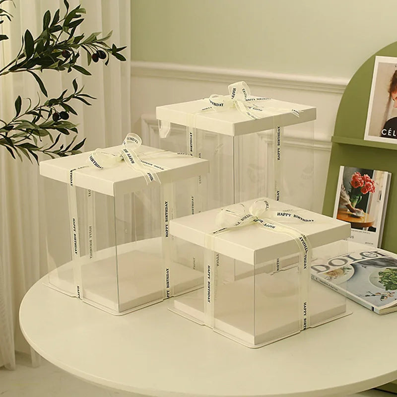 Boîte Cadeau Transparente pour Gâteaux, pour Boulangeries, Desserts, Mariages, Anniversaires et Emballages de Fête