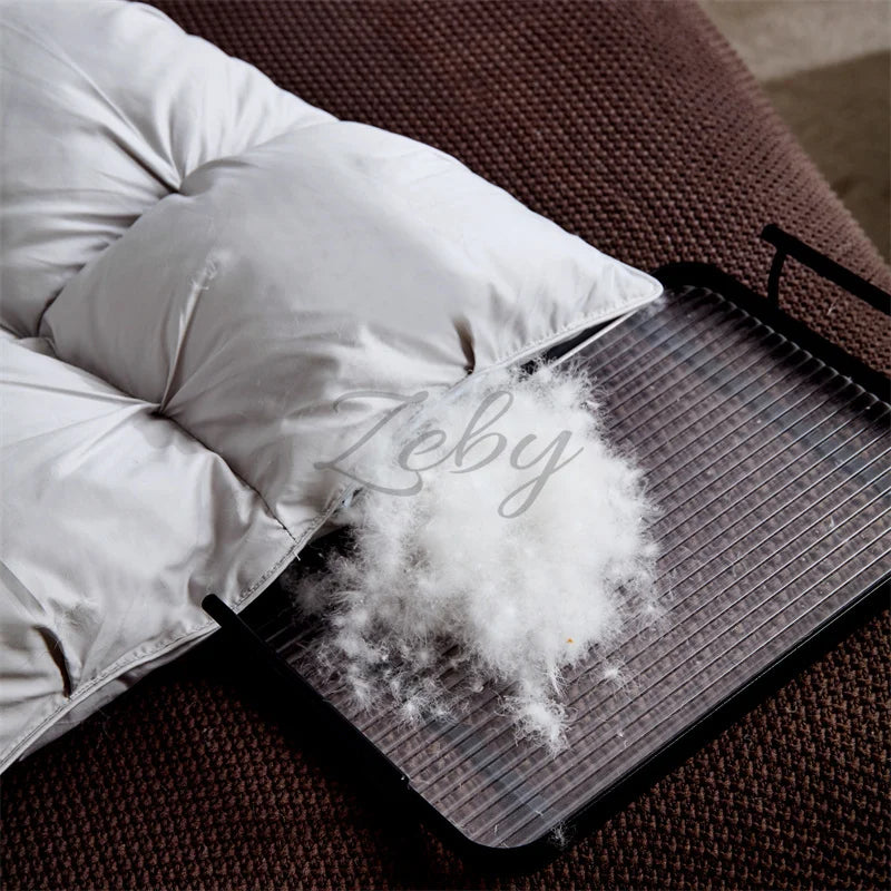 Edredón de lujo 100% plumón de ganso blanco – Duvet ligero y cálido de invierno con diseño plisado