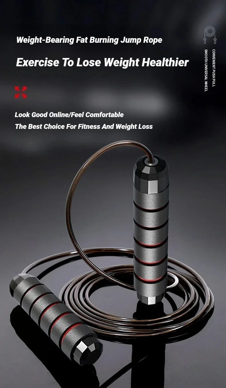 Comba de acero ajustable – Cuerda para saltar sin enredos para fitness, entrenamiento cardiovascular, entrenamientos en casa y equipo deportivo