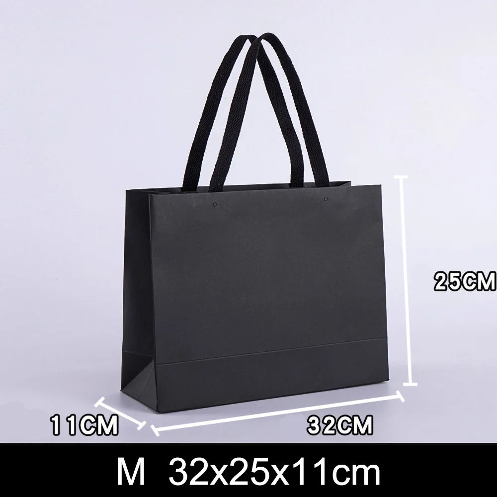 Premium Black Kraft Paper Gift Bag – Reusable Shopping & Gift Packaging for Weddings, Christmas, Parties, Cookies, Candy, Clothing & Special Occasions