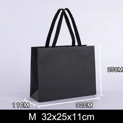 Premium Black Kraft Paper Gift Bag – Reusable Shopping & Gift Packaging for Weddings, Christmas, Parties, Cookies, Candy, Clothing & Special Occasions
