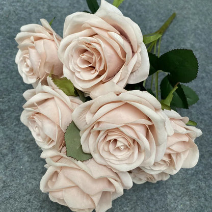 9 Heads Artificial Camellia Rose Bouquet – Realistic Faux Flowers for Wedding Decor, Party Displays, Home Decoration & Floral Gifts