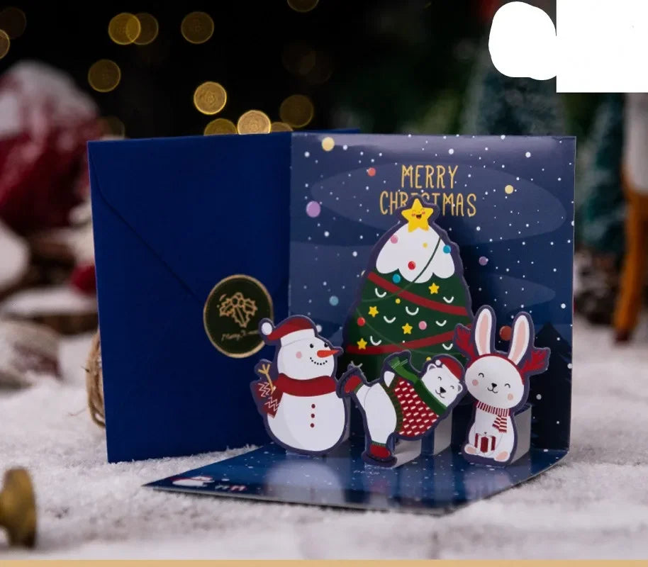 3D Folding Christmas Greeting Card – Merry Christmas & Happy New Year Gift Card for Xmas Party, Navidad & Holiday Decor