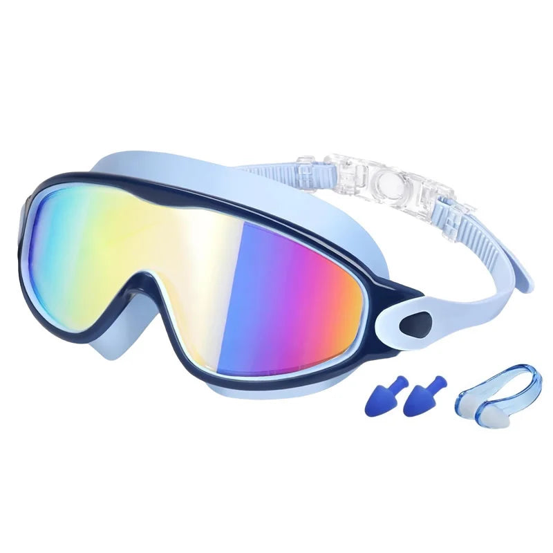 Colorful Kids Swimming Goggles – Wide-Vision Anti-UV & Anti-Fog No-Leak Swim Glasses for Boys & Girls Ages 3-15, Pool Accessories