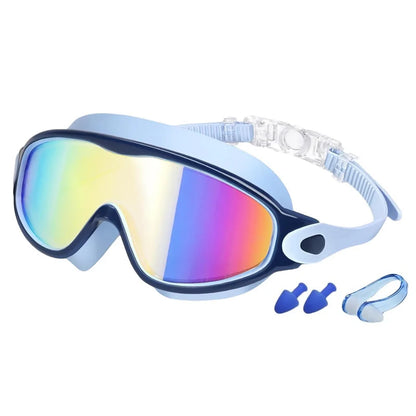 Colorful Kids Swimming Goggles – Wide-Vision Anti-UV & Anti-Fog No-Leak Swim Glasses for Boys & Girls Ages 3-15, Pool Accessories