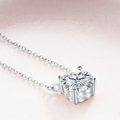 Collar con colgante de moissanita de plata de ley 925 – Joyería fina nupcial y para mujer de 0,5 a 5 quilates