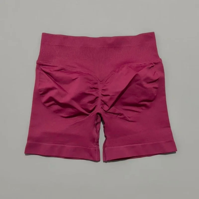 Pantalones cortos de gimnasio sin costuras con efecto Scrunch Butt para mujer – Pantalones cortos de yoga de cintura alta para correr, entrenar, fitness y ropa deportiva