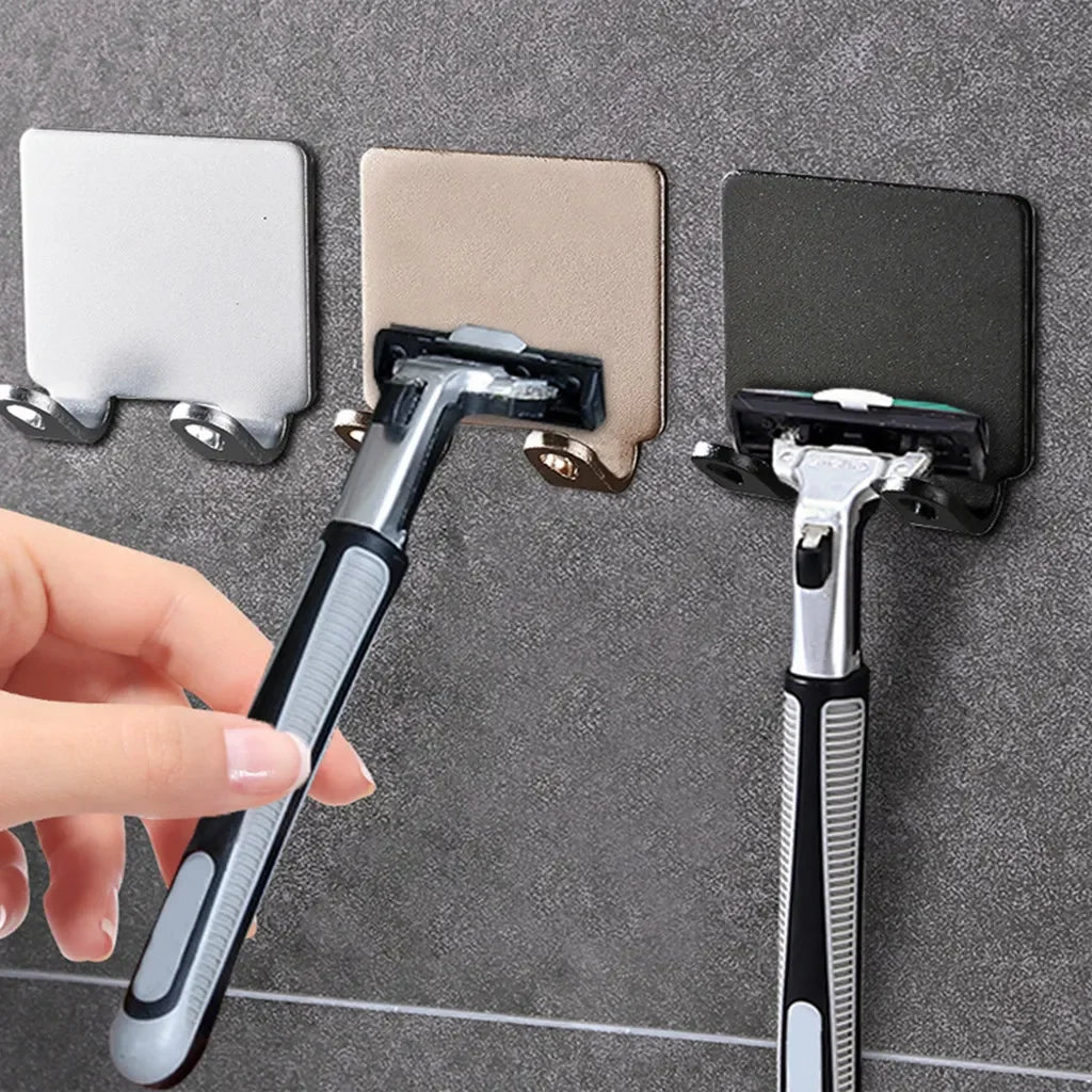 Stainless Steel Razor Holder – Wall Mounted Bathroom Shaver Storage Hook, Punch-Free Razor Rack Organizer, Men’s Shaving Accessory Shelf for Shower & Bathroom Storage