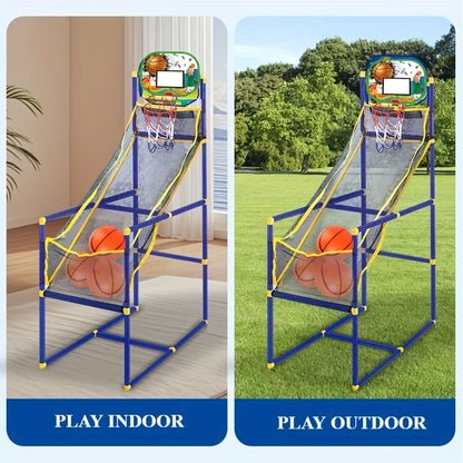 Arcade Basketball Game Set – Indoor/Outdoor Dual Play Toy with Pump & Balls, Easy Setup Gift for Kids & Parties