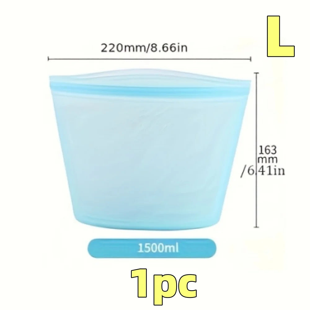 1/3PCS Reusable Silicone Food Storage Bags – Leakproof Ziplock Containers for Fridge & Freezer, Fresh-Keeping Kitchen Organizer Bags
