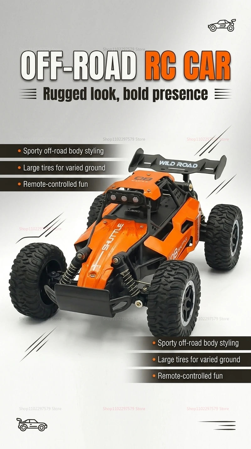 Camión Monstruo RC 4x4 a Escala 1:16, 20 KM/H, Coche Teledirigido con Carrocería de Aleación, Faros LED y Juguete de Carreras Todoterreno de 2.4GHz para Niños