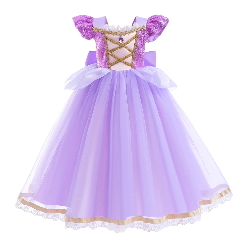 Girls’ Princess Cosplay Dress – Elsa, Anna & Rapunzel-Inspired Kids Costume for Halloween, Birthday Parties & Dress-Up Events