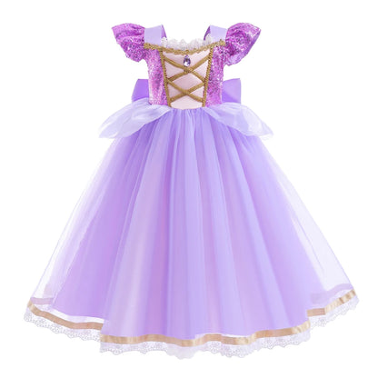 Girls’ Princess Cosplay Dress – Elsa, Anna & Rapunzel-Inspired Kids Costume for Halloween, Birthday Parties & Dress-Up Events