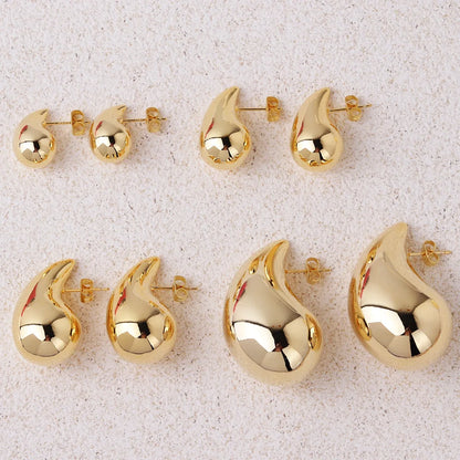 Pendientes de gota de agua gruesos en color dorado de moda 2024 – Pendientes colgantes de lágrima brillantes para mujer, accesorios de joyería de moda llamativos, pendientes de estilo personal y regalo