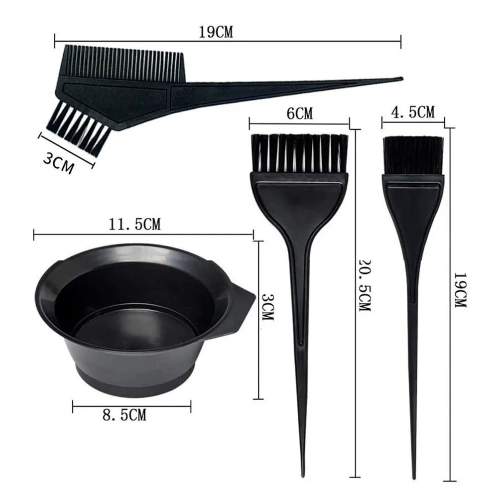 4PCS Hair Dyeing Brush & Bowl Set – Salon & Home Hair Coloring Kit with Applicator Brushes, Tint Comb & Mixing Bowl for Hairdressing