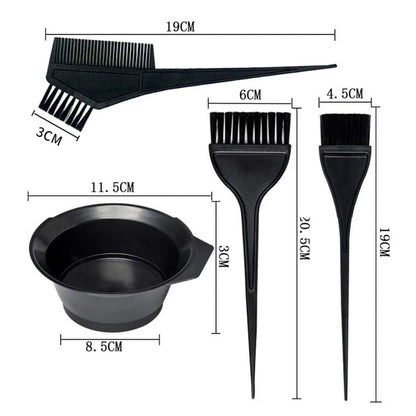 4PCS Hair Dyeing Brush & Bowl Set – Salon & Home Hair Coloring Kit with Applicator Brushes, Tint Comb & Mixing Bowl for Hairdressing