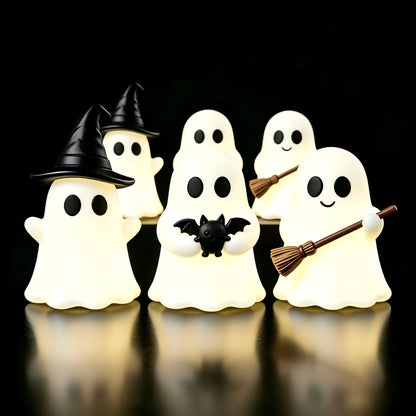 Halloween Luminous Mini Ghost Statue – Cute Glow-in-the-Dark Spooky Ornament for Table Decor, Baking Toppers, Handmade Crafts & Holiday Decorations