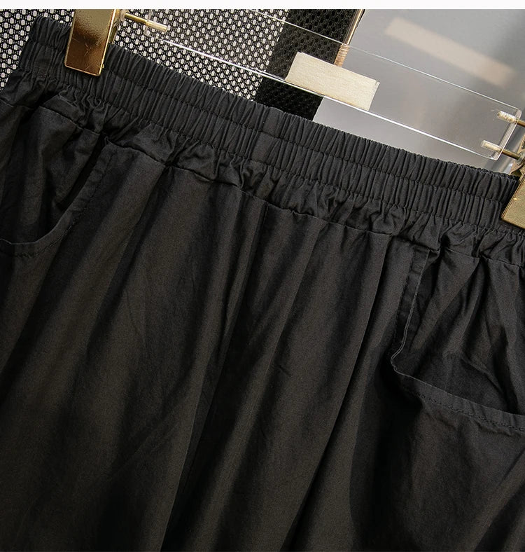 Pantalones sueltos de pierna ancha de talle alto cómodos e informales para mujer de talla grande, estilo retro japonés, pantalones de farol