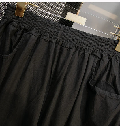 Pantalones sueltos de pierna ancha de talle alto cómodos e informales para mujer de talla grande, estilo retro japonés, pantalones de farol