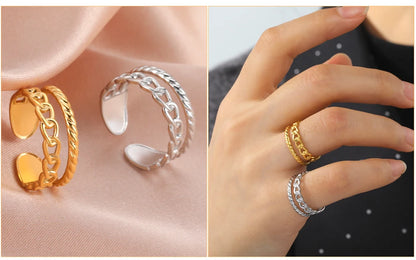 Bague Skyrim en acier inoxydable cœur géométrique pour femme, réglable, ouverte, pour fête, esthétique