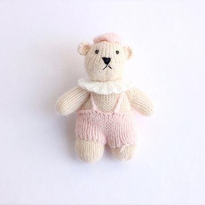 Accessoire Photo Ours en Peluche Tricoté Fait Main – Adorable Poupée Animal en Mohair au Crochet pour Séances Photo de Nouveaux-Nés & Stylisme Studio