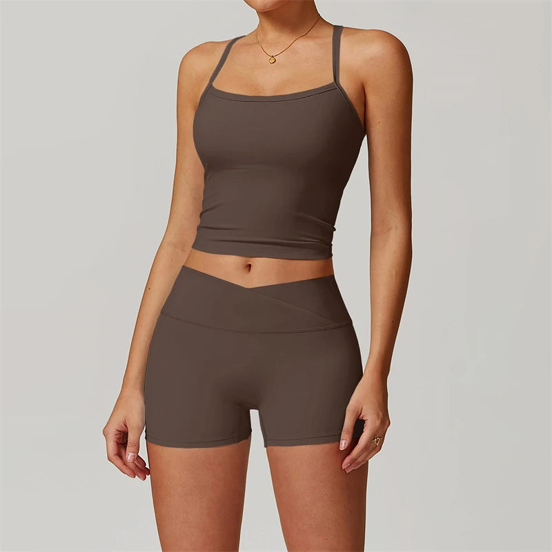 Conjunto de entrenamiento de 2 piezas para mujer: sujetador deportivo push-up y leggings de cintura alta, atuendo para yoga, gimnasio y fitness