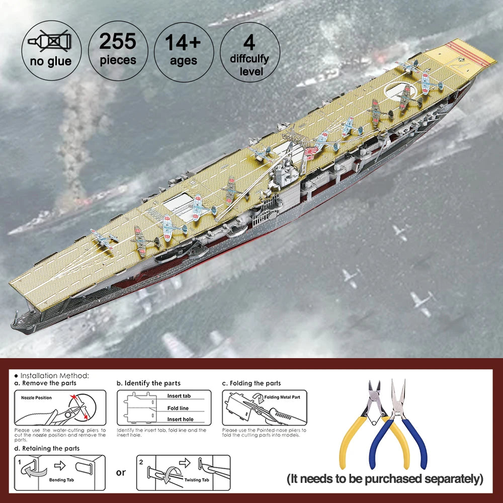 Piececool Kit de Modelo de Acorazado de Metal 3D – HMS Hood y Richelieu, Rompecabezas de Ensamblaje, Juguete Educativo para Adolescentes y Coleccionistas