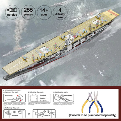 Piececool Kit de Modelo de Acorazado de Metal 3D – HMS Hood y Richelieu, Rompecabezas de Ensamblaje, Juguete Educativo para Adolescentes y Coleccionistas