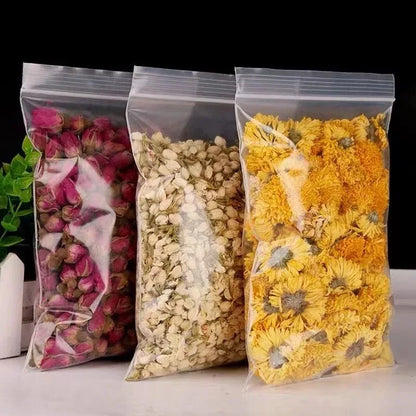 100/200 bolsas transparentes con cierre de cremallera – Bolsas de plástico gruesas resellables para alimentos, joyas, organización de cocina, almacenamiento de artículos pequeños y suministros de embalaje