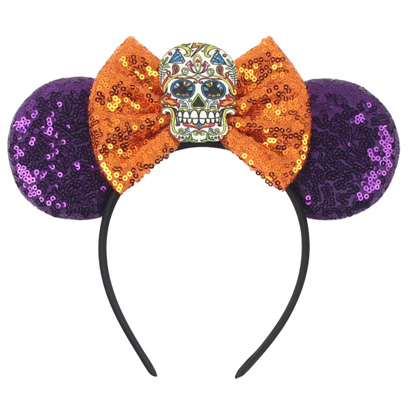 Diadema de orejas de Mickey Mouse de Lilo & Stitch – Lazo de lentejuelas de 5" Accesorio para el cabello de dibujos animados para mujeres y niñas | Diadema para fiestas y festivales
