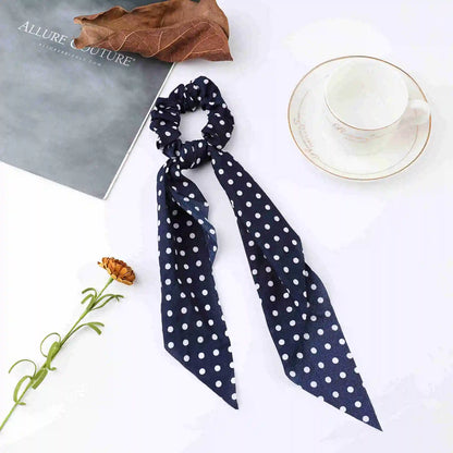 Korean Dots Scrunchie Hair Tie – Long Scarf Ponytail Elastic Hair Band for Women | Sweet Fashion Hair Accessories