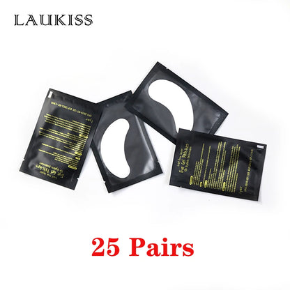 25/50/100 pares de parches para extensión de pestañas LAUKISS – Almohadillas sin pelusa debajo de los ojos para construcción de pestañas, pestañas postizas y aplicación de belleza