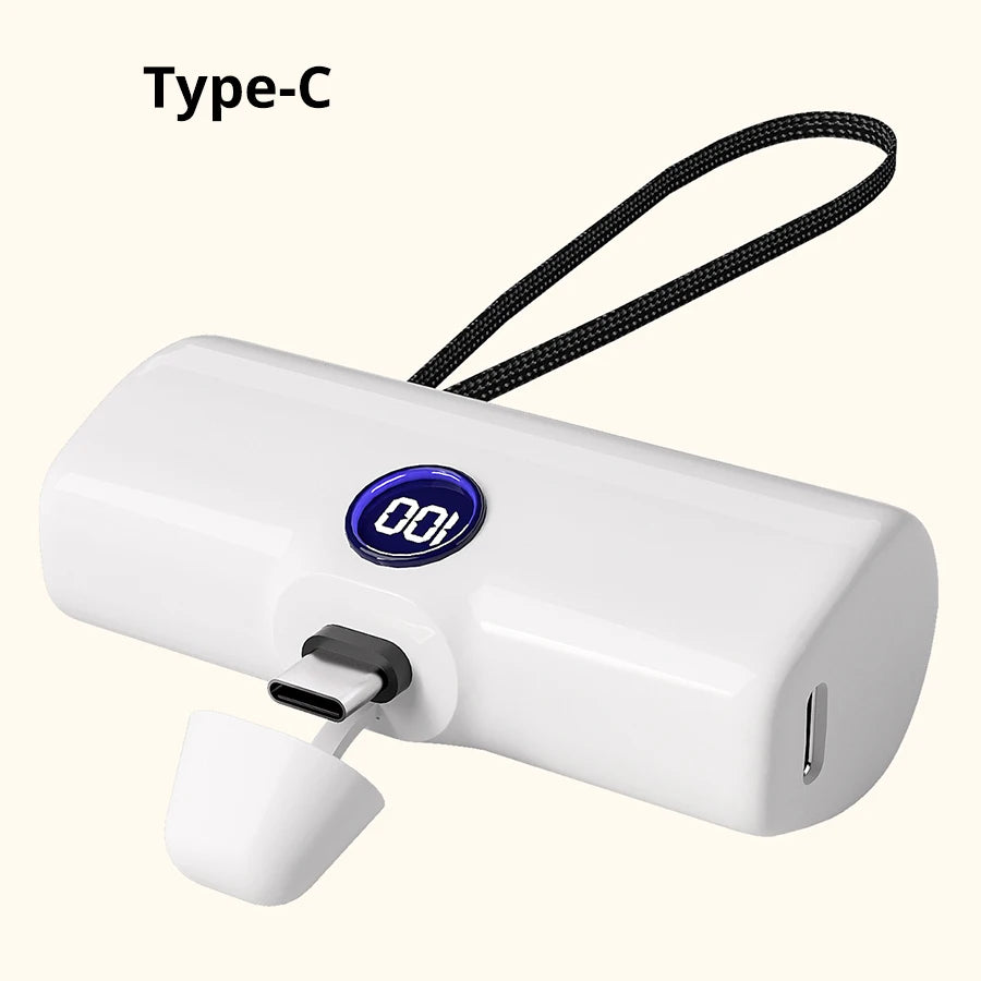 5000mAh Mini Power Bank – Fast Charging Portable Charger with LED Digital Display, Compact External Battery Pack for iPhone & Android