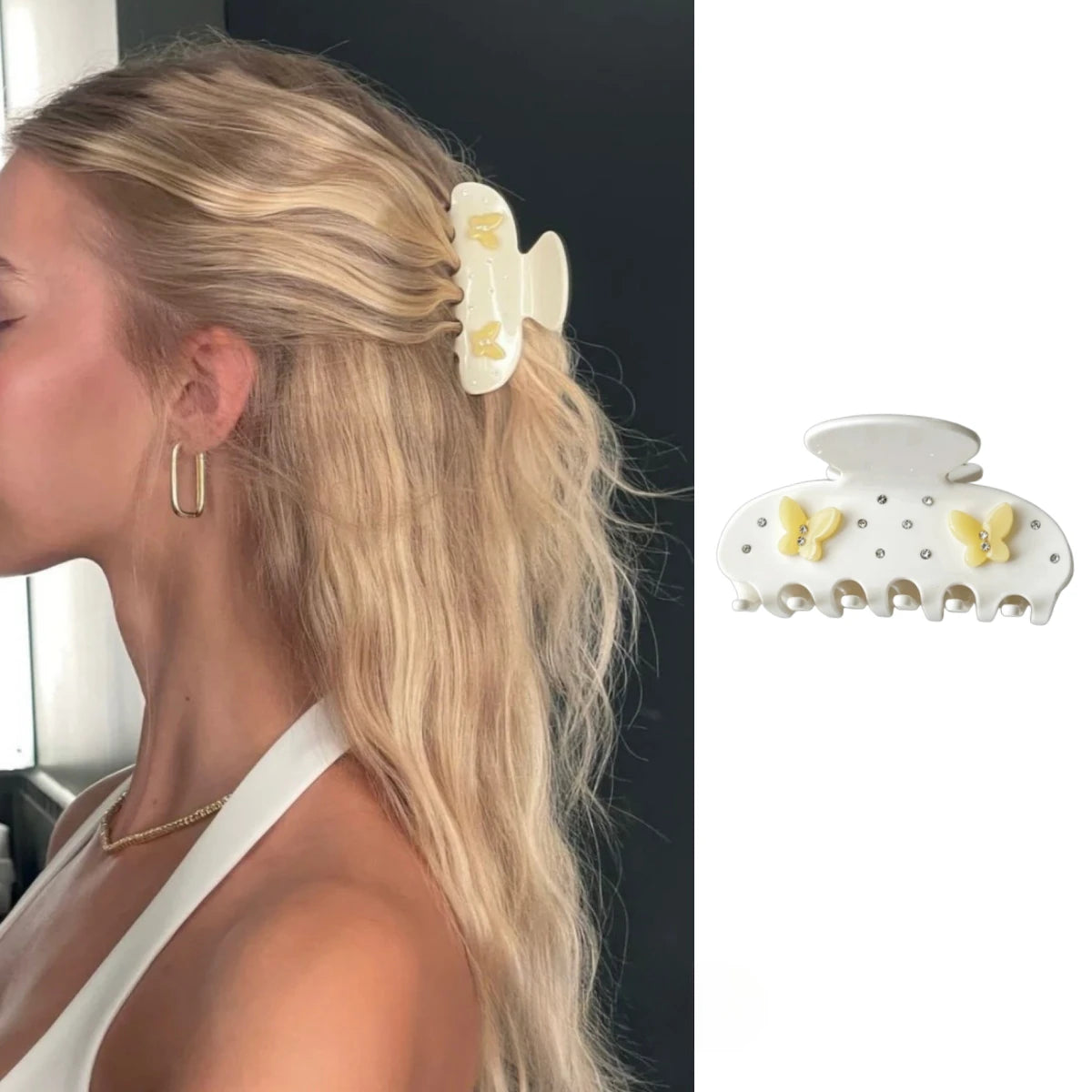 Pinzas para el pelo de cereza bonitas – Pinzas para el pelo de acetato con diamantes de imitación de frutas, flores y mariposas para mujeres y niñas | Accesorios para el pelo de moda Kawaii
