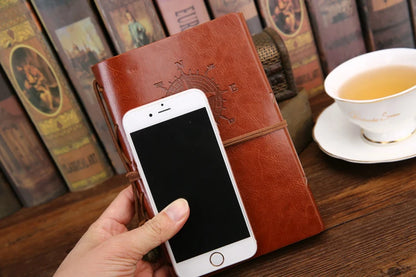 Retro Spiral Leather Notebook – Vintage Pirate Journal with Refillable Pages
